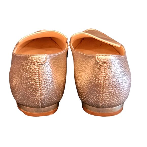 8M Nine West Gold Metallic Leather WNA Dallas Flat Shoe Man Made Pointy Toe - Picture 4 of 6